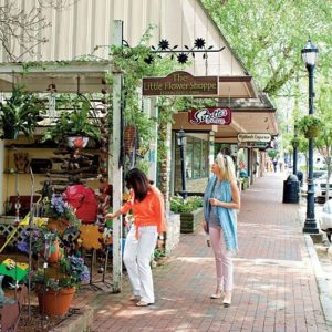 Women shopping on sidewalk