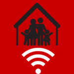 Icon showing family over wifi signal logo- Broadband in Family and Consumer Science